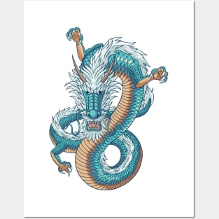 Asian dragon japanese style Posters and Art